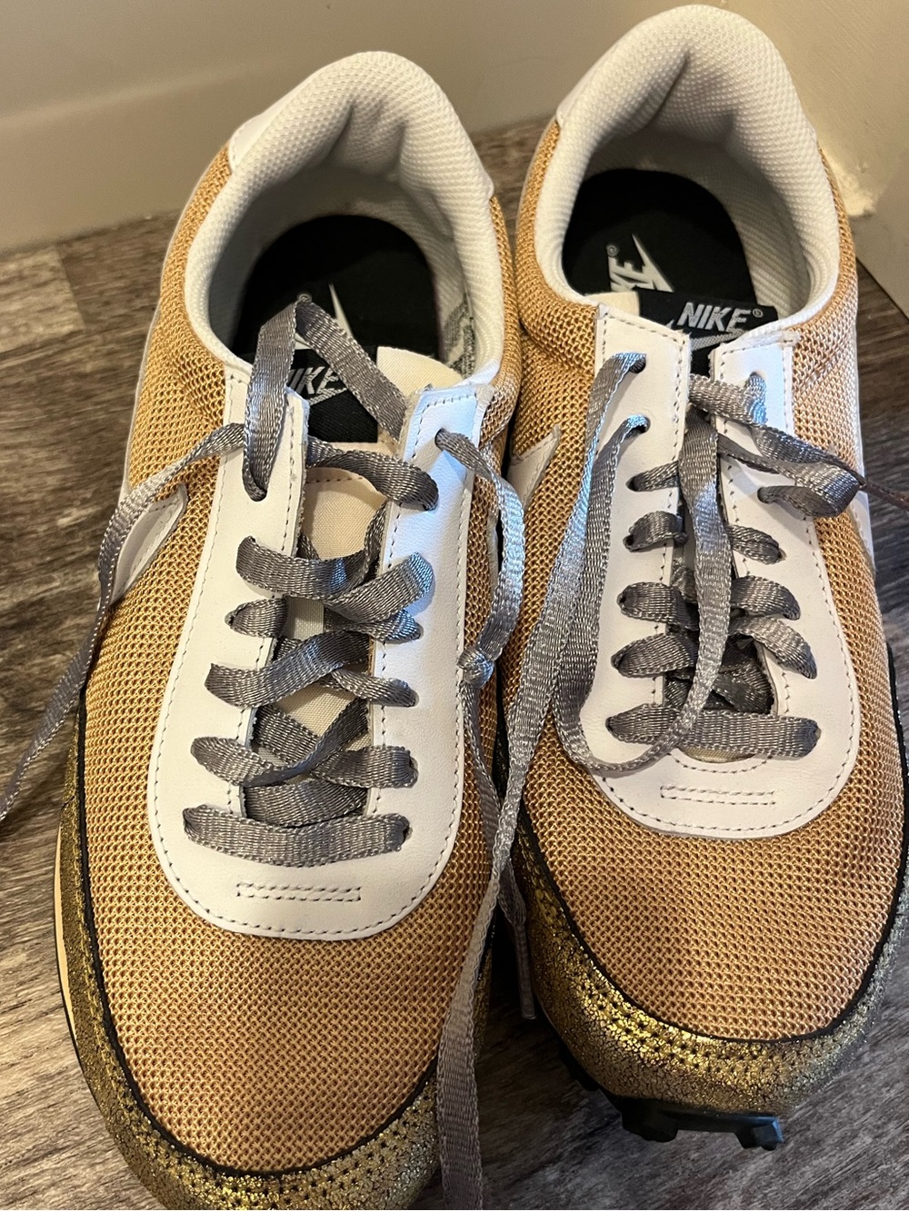 White and gold Nike DBreak-Type sneakers